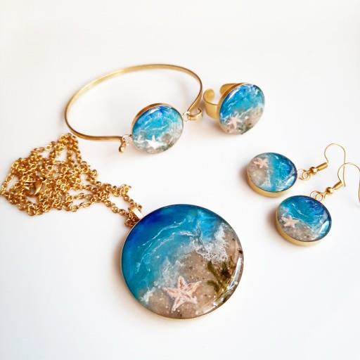 ست کامل بدلیجات ساحل زنجیر استیل آبکاری طلا گردنبند دستبند گوشواره انگشتر